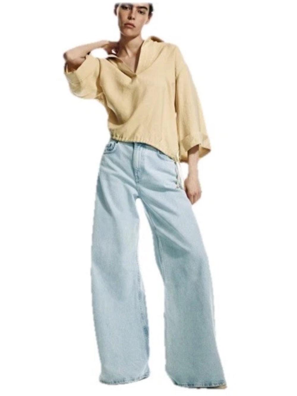 Moussy Women’s jeans straight wide leg high waist light Wash Denim baggy Sz 1 Sm